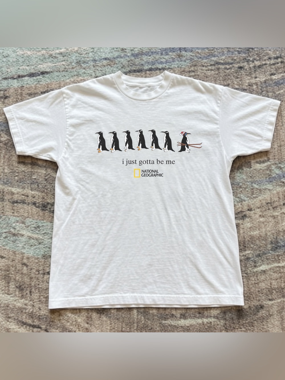 National Geographic White Penguin Graphic Tee with Yellow